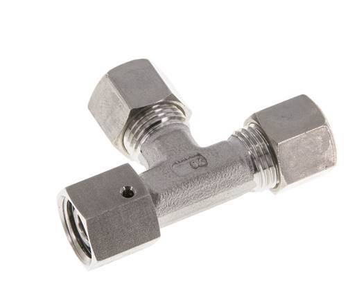 10L Stainless Steel Right Angle Tee Compression Fitting with Swivel 315 Bar FKM Adjustable ISO 8434-1