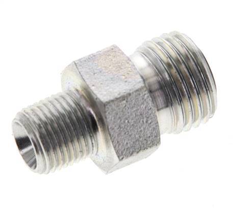 UNF 9/16''-18 x 1/8'' NPT Zinc plated Steel Double Nipple ORFS 630