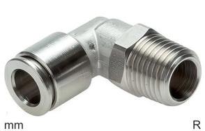 Elbow Push-In Fittings Stainless Steel R-Threads Male Rotatable