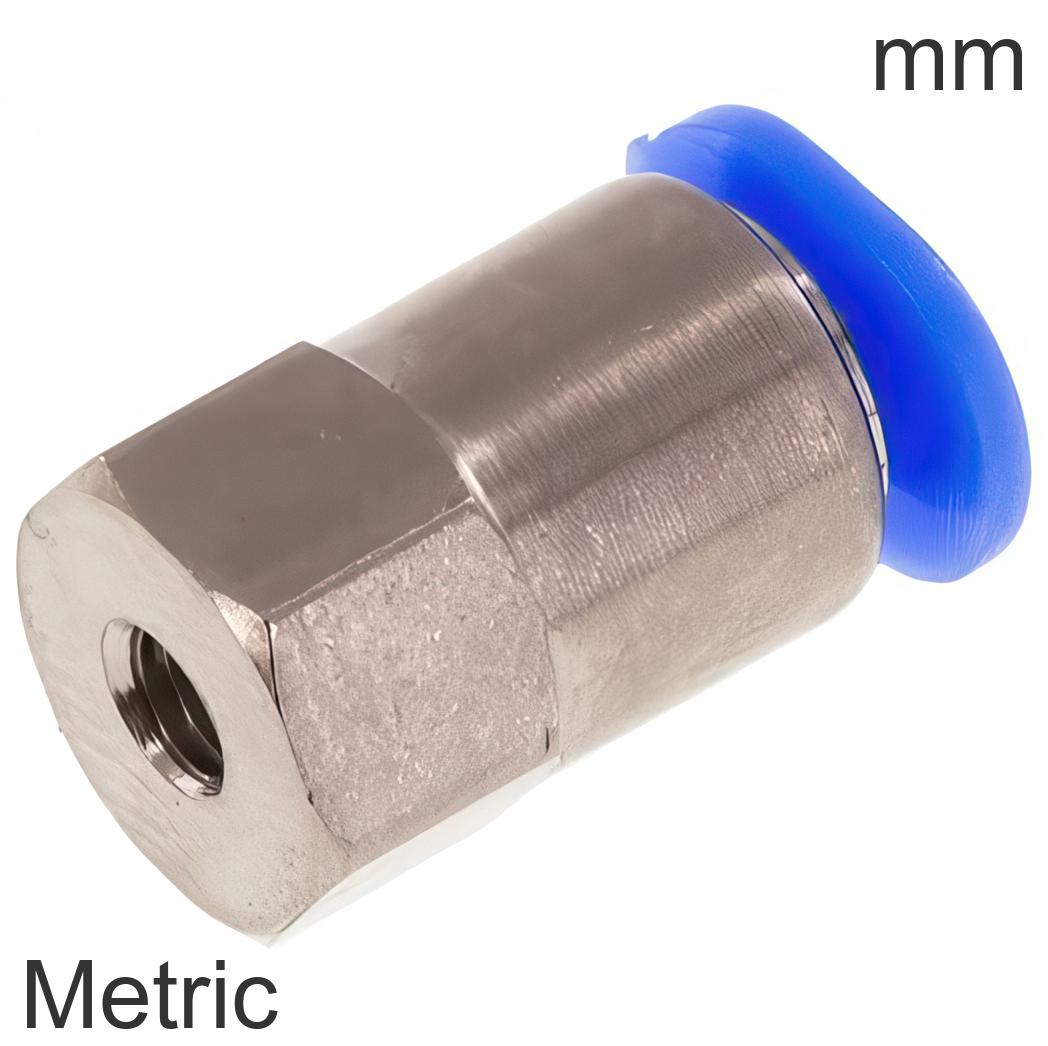 Push-In Fittings Brass And Plastic Metric-Threads Female | Tameson.com