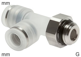 Push-In Tee Fittings Stainless Steel and PP G-Threads Male L-Shape