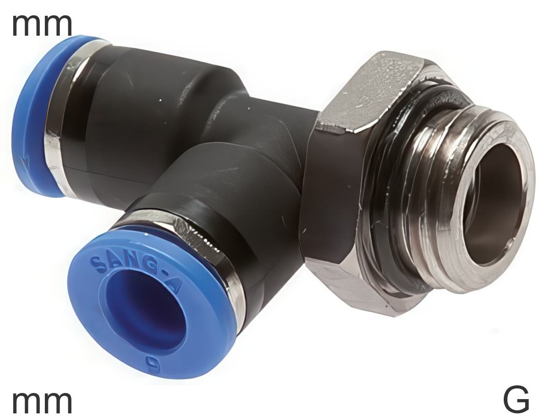 Push-In Tee Fittings Brass And Plastic G-Threads Male L-Shape | Tameson.com