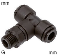 Push-In Tee Fittings Plastic G-Threads Male FDA