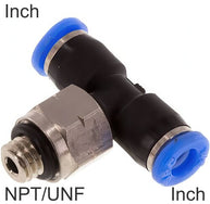 Push-In Tee Fittings Brass and Plastic NPT/UNF-Threads Male Inch