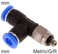 Push-In Tee Fittings Brass and Plastic Threads Male L-Shape (3-6mm)