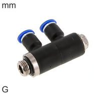 2-Way Distributor Push-In Fittings Brass and Plastic G-Threads Male