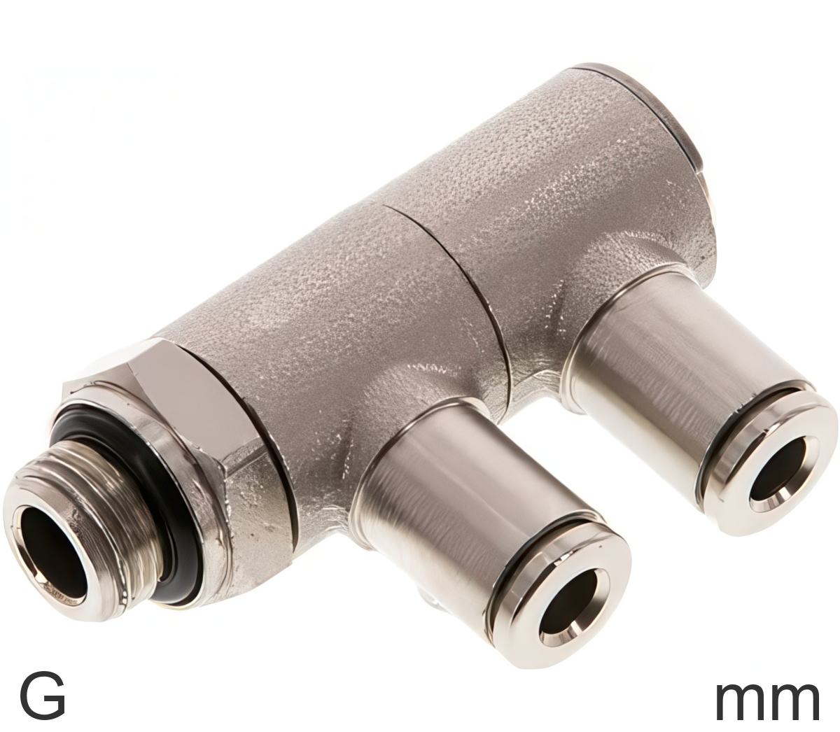 2-Way Distributor Push-In Fittings Brass G-Threads Male | Tameson.com