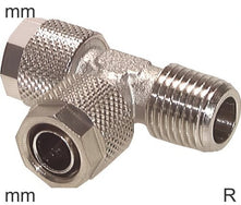 Push-On Tee Fittings Brass R-Threads Male L-Shape