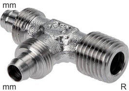 Push-On Tee Fittings Stainless Steel R-Threads Male L-Shape Without Nut