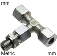 Compression Tee Fittings Stainless Steel Metric-Threads Male T-Shape Adjustable