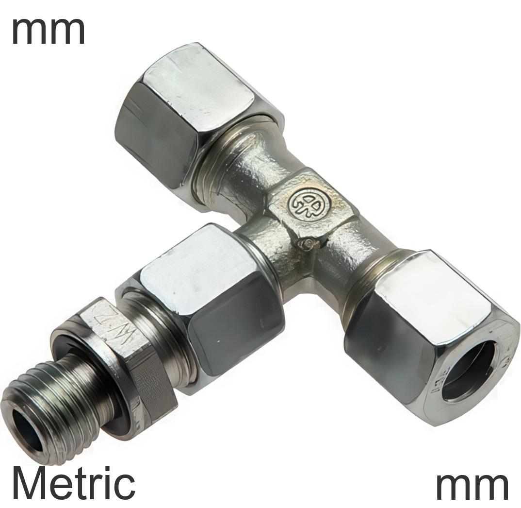Comp Fitting T Compression Tee Fittings Stainless Steel Metric-Threads Male T-Shape ...