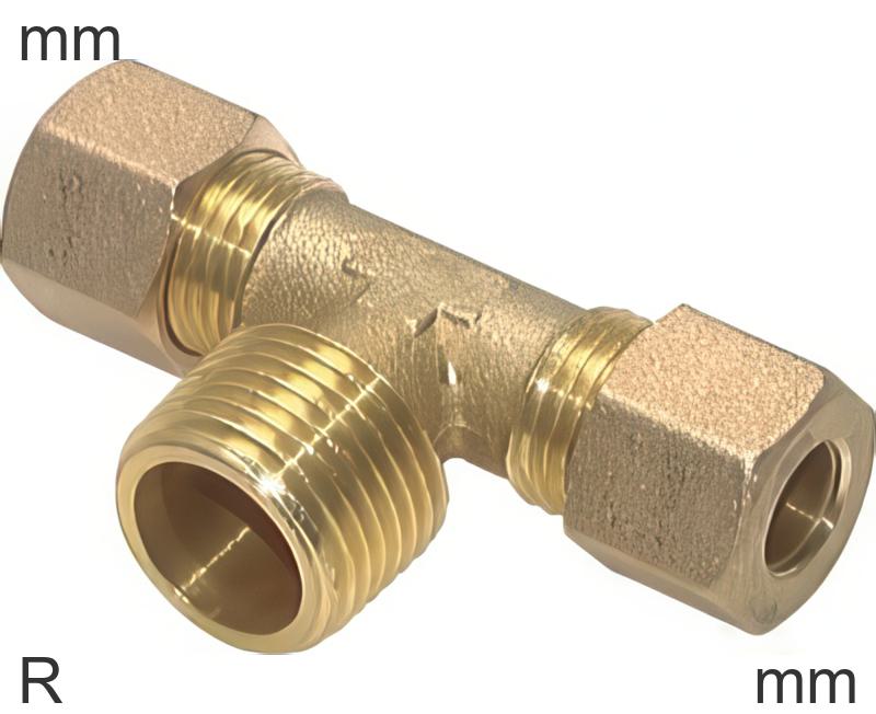 Compression Tee Fittings Brass R-Threads Male T-Shape | Tameson.com