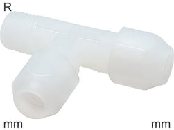 Compression Tee Fittings Plastic PVDF R-Threads Male Liquids and Food