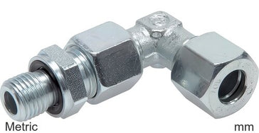 Cutting Ring Elbow Fittings Steel / Stainless Steel Metric-Threads Male Adjustable