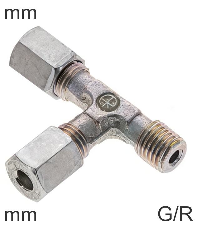 Cutting Ring Tee Fittings Steel / Stainless Steel G/R-Threads Male L ...