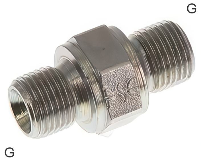 Double Nipples Steel / Stainless Steel G-Threads With 60deg Hose Cone ...