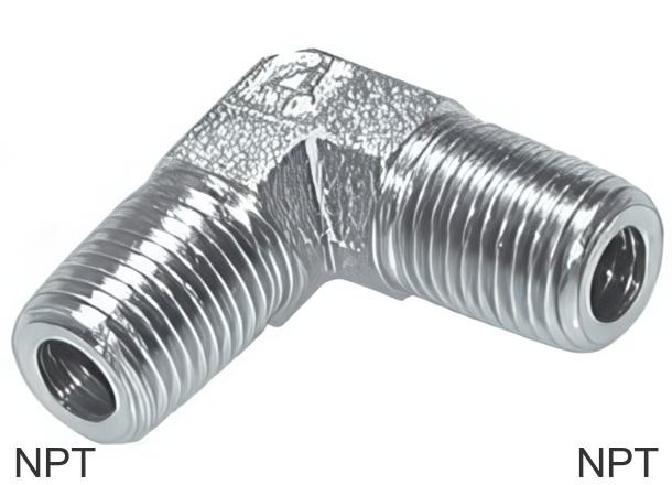 Angled Knuckle Thread Angled Fittings 90deg Steel NPT-Threads Male PN420 | Tameson.com