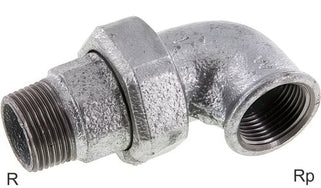 Angled Fittings 90deg Cast Iron / Stainless Steel R/Rp-Threads Male/Female With Flat Seal PN25