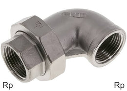 Angled Fittings 90deg Cast Iron / Stainless Steel Rp-Threads Female With Flat Seal PN25