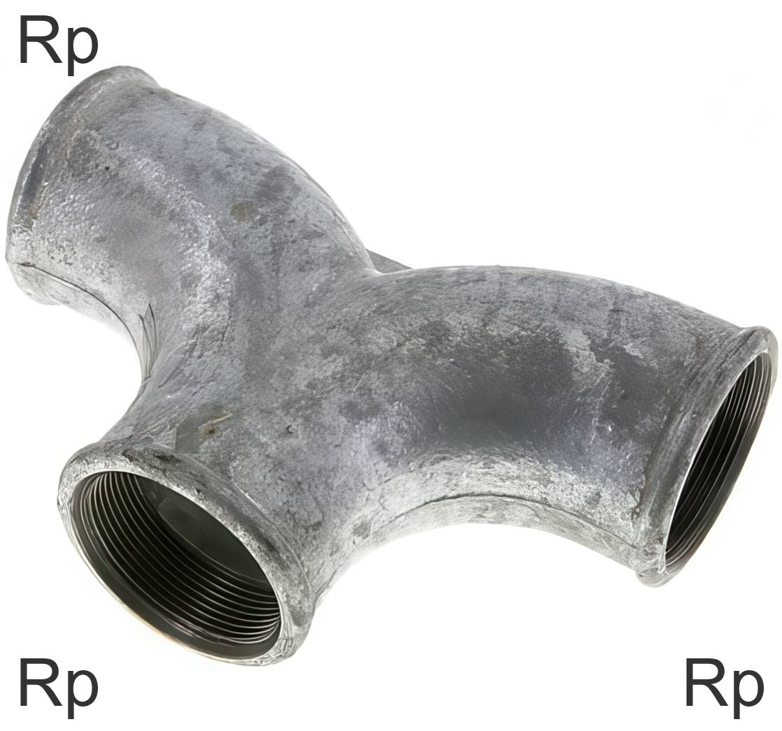 80mm Rp Thread Tee Fittings Cast Iron Rp-Threads Female PN25 | Tameson.com