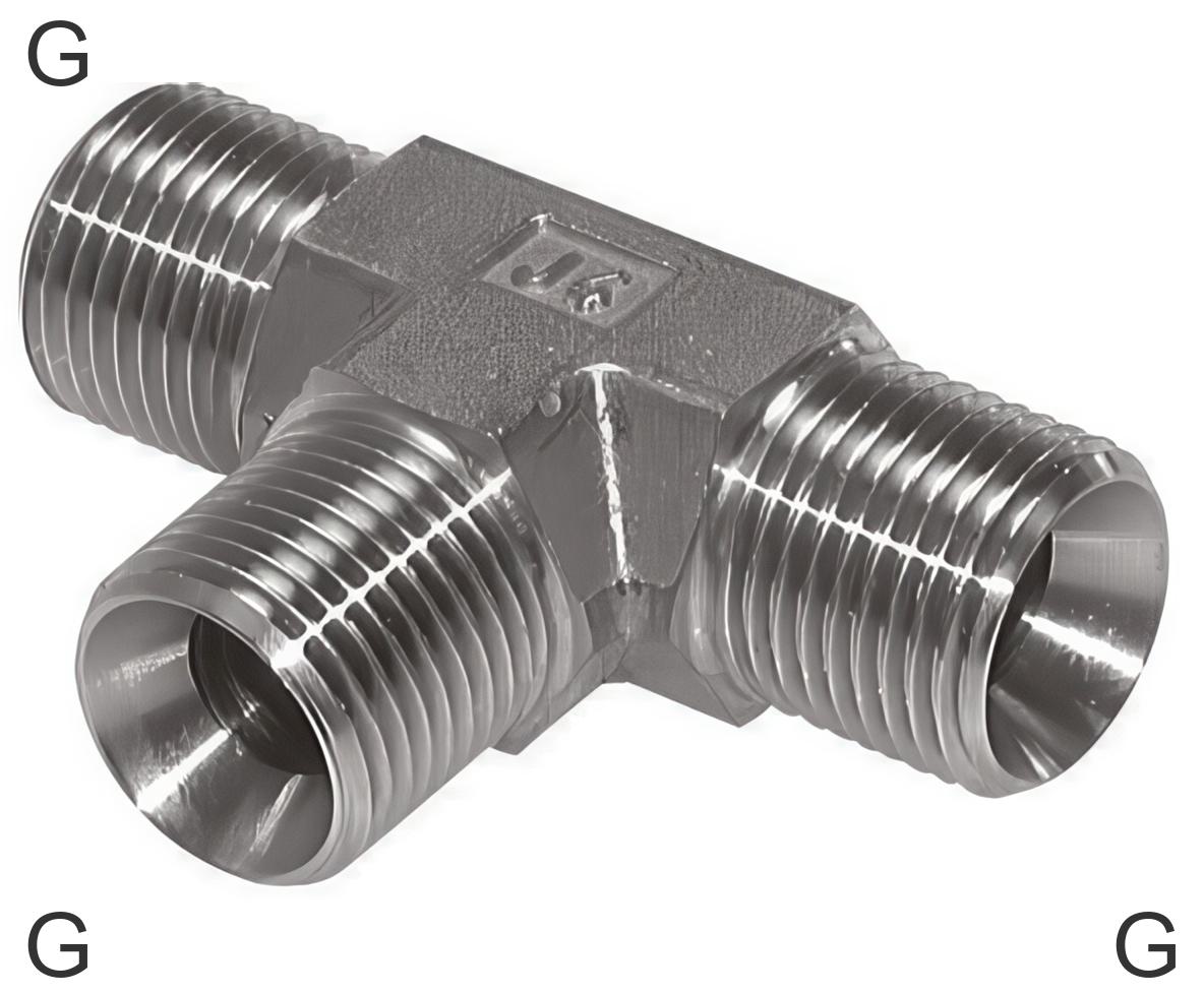 Tee Fittings Steel / Stainless Steel G-Threads Male With 60deg Hose ...