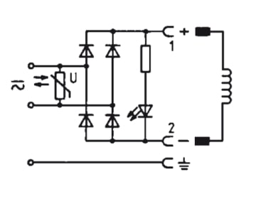Connector 12-24V AC/DC (DIN - A) with Rectifier LED and Varistor - Burkert 2508 008363