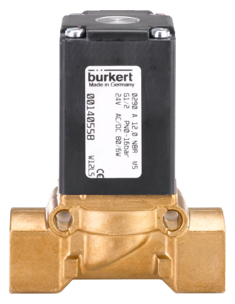 Solenoid Valve G1/2'' NC Brass FKM 0-16bar/232psi 230VAC Vacuum Oxygen Fat/Oil Free 290 225435