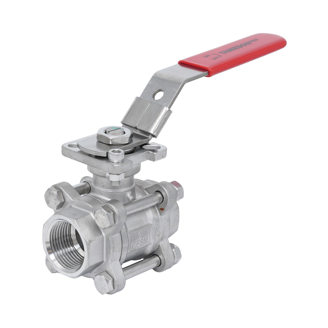 Rp 4'' 3-Piece 2-Way Stainless Steel Ball Valve 69 bar RTFE ISO-Top F10/F12 - TamesonPRO 1121-400