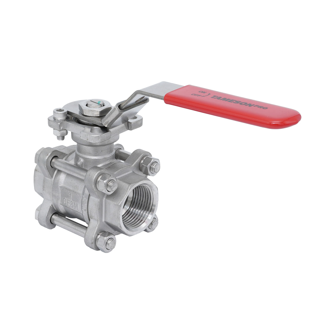 Rp 4'' 3-Piece 2-Way Stainless Steel Ball Valve 69 bar RTFE ISO-Top F10/F12 - TamesonPRO 1121-400