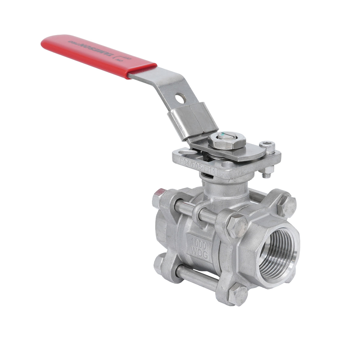 Rp 4'' 3-Piece 2-Way Stainless Steel Ball Valve 69 bar RTFE ISO-Top F10/F12 - TamesonPRO 1121-400