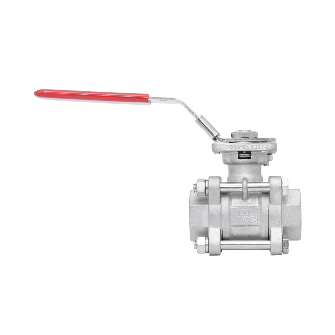Rp 1-1/4'' 3-Piece 2-Way Stainless Steel Ball Valve 69 bar RTFE ISO-Top F04/F05 - TamesonPRO 1121-114