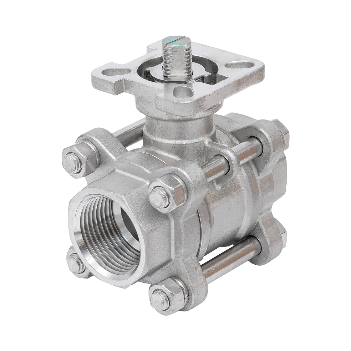 Rp 4'' 3-Piece 2-Way Stainless Steel Ball Valve 69 bar RTFE ISO-Top F10/F12 - TamesonPRO 1121-400
