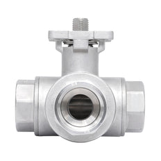Rp 1-1/2'' 3-Way T-Port Stainless Steel Ball Valve 69 bar RTFE ISO-Top F07 - TamesonPRO 1125-112-T