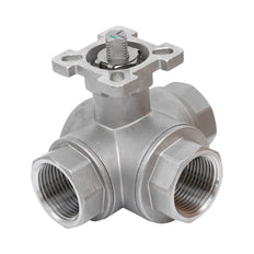 Rp 2'' 3-Way L-Port Stainless Steel Ball Valve 69 bar RTFE ISO-Top F07 - TamesonPRO 1125-200-L