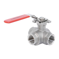 Rp 2'' 3-Way L-Port Stainless Steel Ball Valve 69 bar RTFE ISO-Top F07 - TamesonPRO 1125-200-L