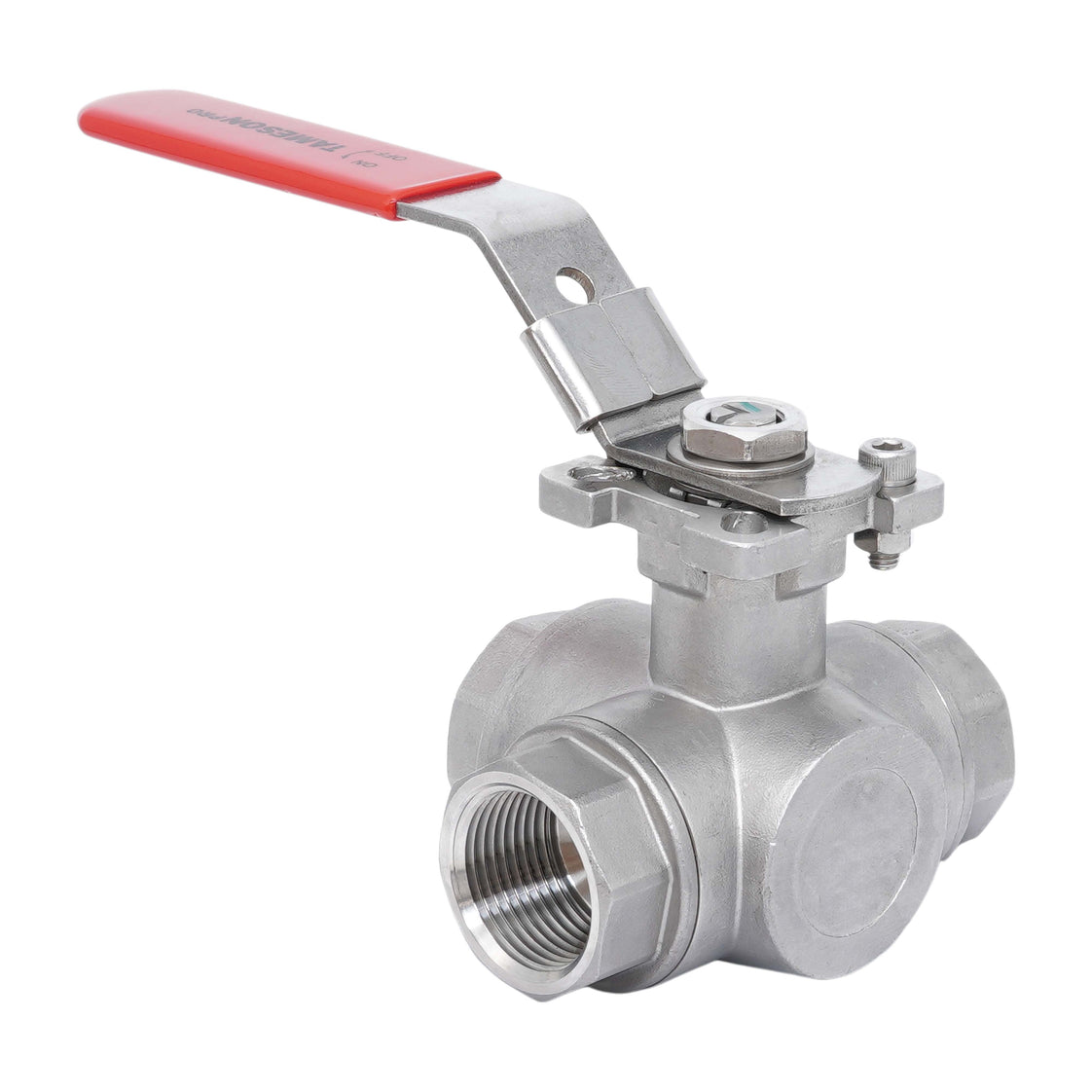 Rp 1-1/2'' 3-Way L-Port Stainless Steel Ball Valve 69 bar RTFE ISO-Top F07 - TamesonPRO 1125-112-L