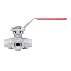 Rp 1-1/2'' 3-Way L-Port Stainless Steel Ball Valve 69 bar RTFE ISO-Top F07 - TamesonPRO 1125-112-L