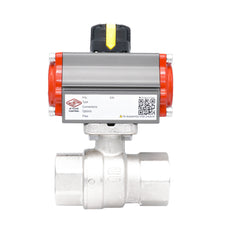 Rp 1 1/2" 2-Way Pneumatic Brass Ball Valve - Double Acting