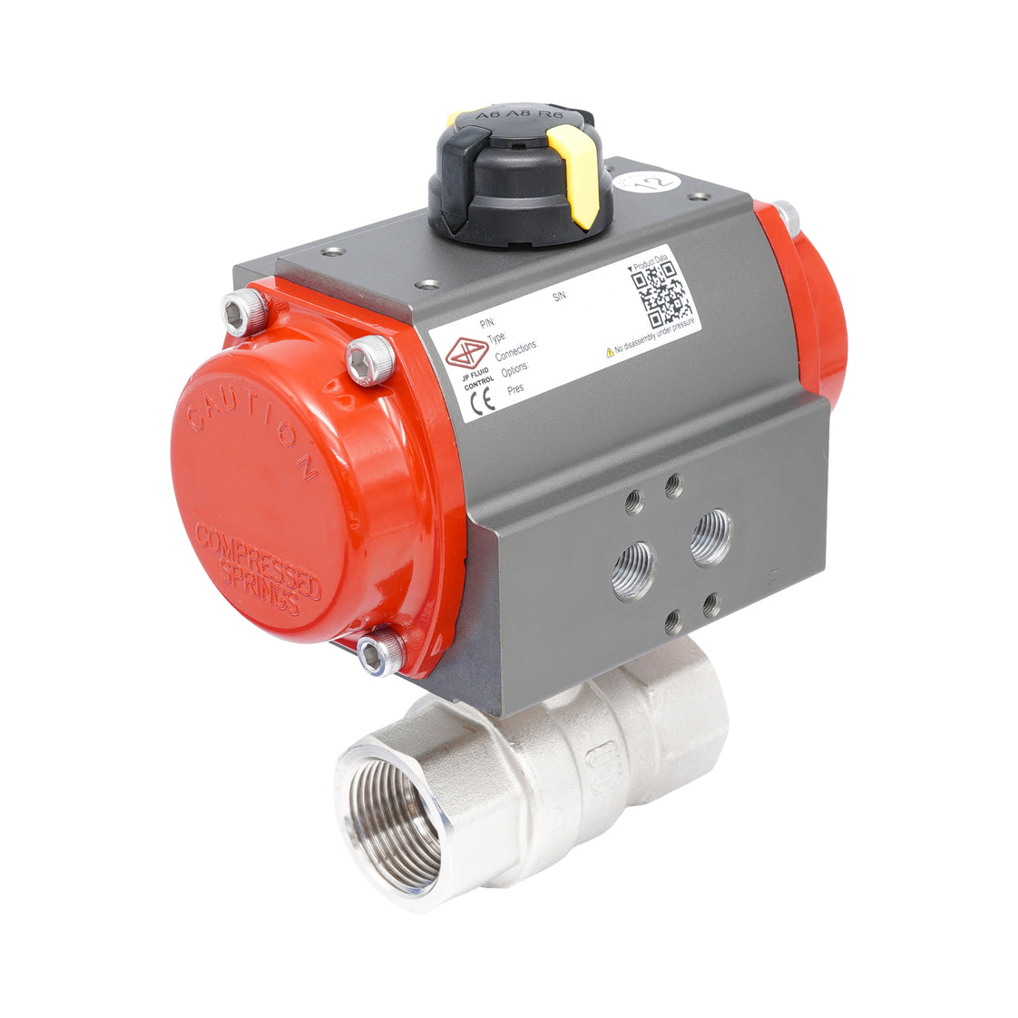 Rp 1" 2-Way Pneumatic Brass Ball Valve - Spring Opening