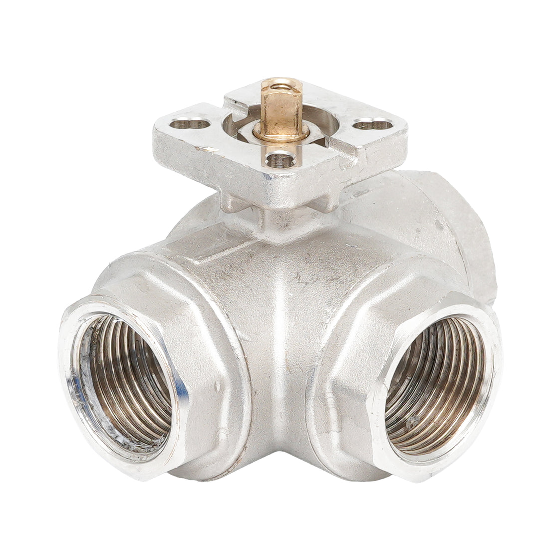 Rp 1-1/4" 3-way L-Bore Brass Ball Valve ISO-Top F04/05 PN40