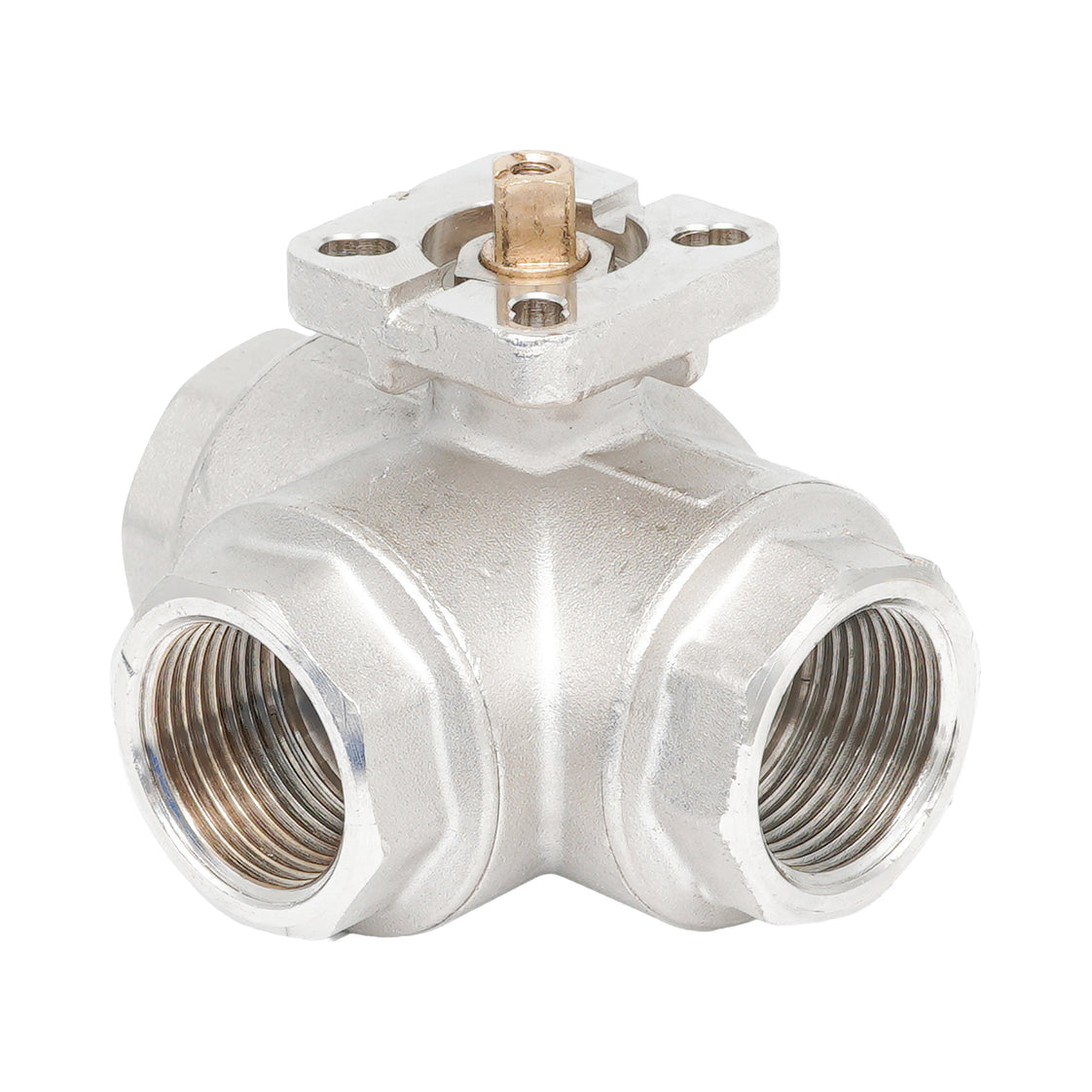 Rp 1/2" 3-way T-Bore Brass Ball Valve ISO-Top F03 PN40