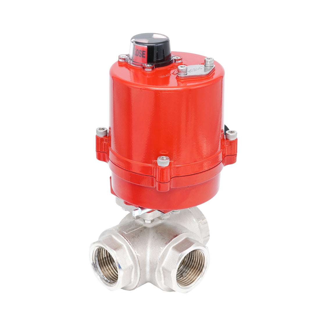 Rp 1" T-Bore 3-Way Electric Brass Ball Valve 100-240 V AC