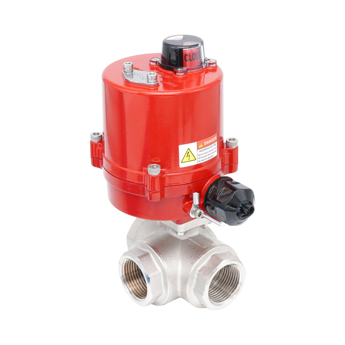 Rp 2" L-Bore 3-Way Electric Brass Ball Valve 100-240 V AC