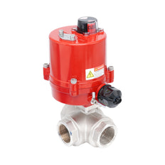 Rp 1/2" T-Bore 3-Way Electric Brass Ball Valve 12 V AC/DC
