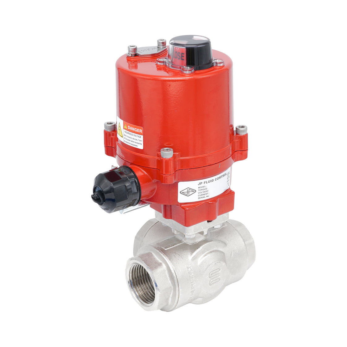 Rp 3/4" T-Bore 3-Way Electric Brass Ball Valve 24 V AC/DC
