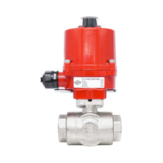 Rp 2" L-Bore 3-Way Electric Brass Ball Valve 100-240 V AC