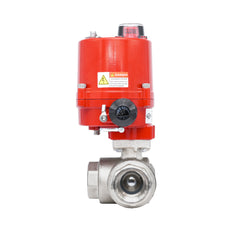 Rp 3/4" T-Bore 3-Way Electric Brass Ball Valve 24 V AC/DC
