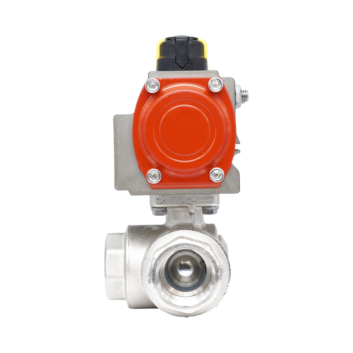 Rp 1 1/4" T-Bore 3-Way Pneumatic Brass Ball Valve - Double Acting