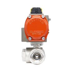 Rp 1" T-Bore 3-Way Pneumatic Brass Ball Valve - Spring Opening