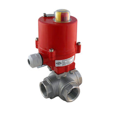 Electrical Ball Valve 3-Way L-bore G1'' Stainless Steel 24V AC
